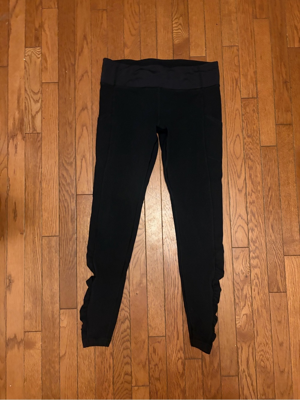 Lululemon Black Leggings with Ruched Ankle Detail
